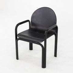 1980s Pair of Gae Aulenti for Knoll Orsay Dining Arm Chairs with Frame & Leather