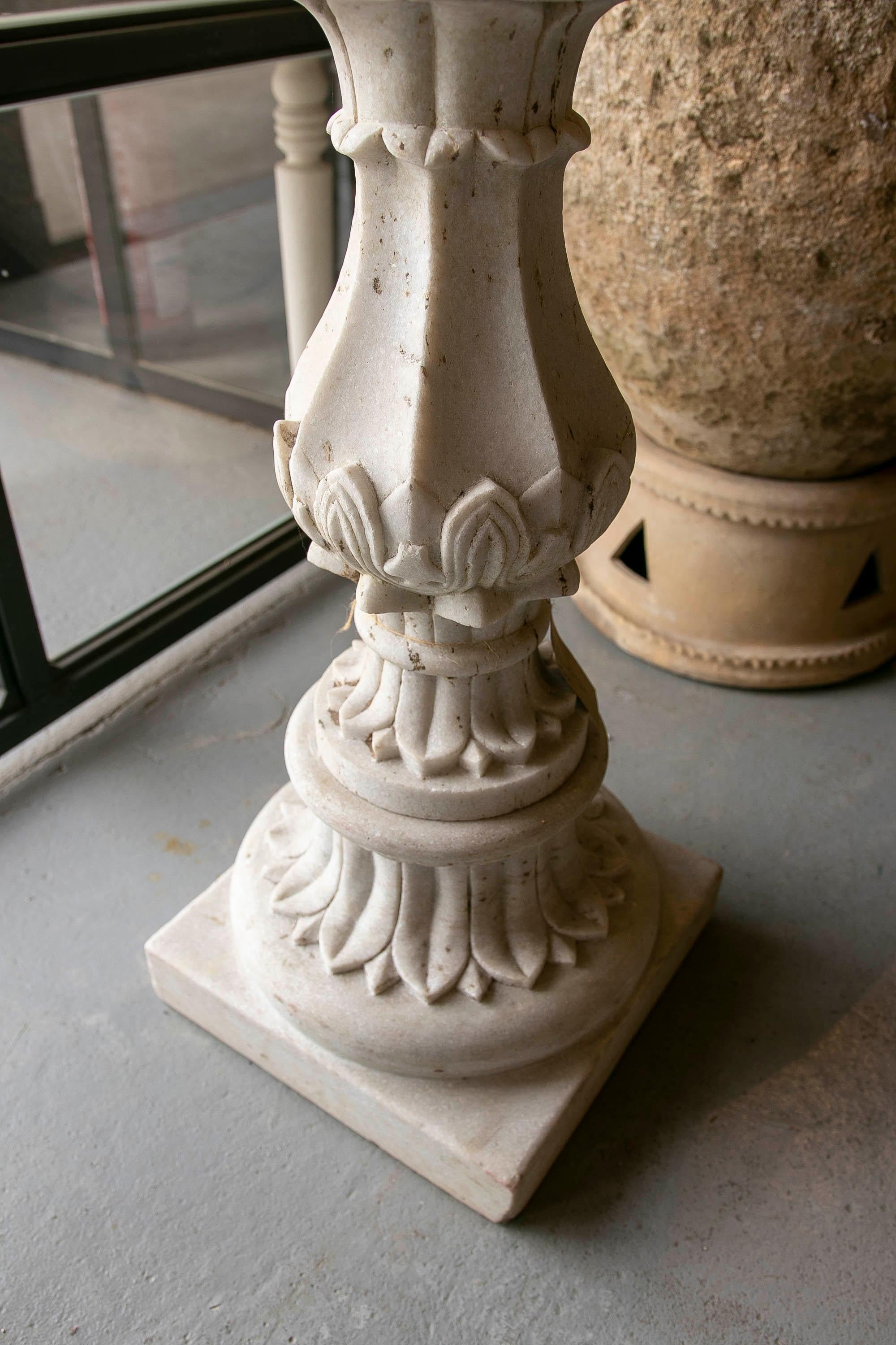 1980s Pair of Hand-Carved Marble Plant Pots For Sale 2