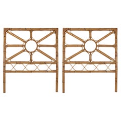 1980s Pair of Handmade Bamboo Headboards with Geometric Shapes