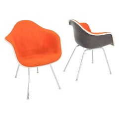 1980s Pair of Herman Miller Eames Fiberglass DAX Dining Arm Shell Chairs