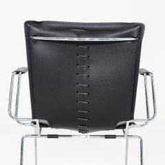 1980s Pair of Hiroyuki Toyoda for ICF Dining Arm Chairs in Black Leather