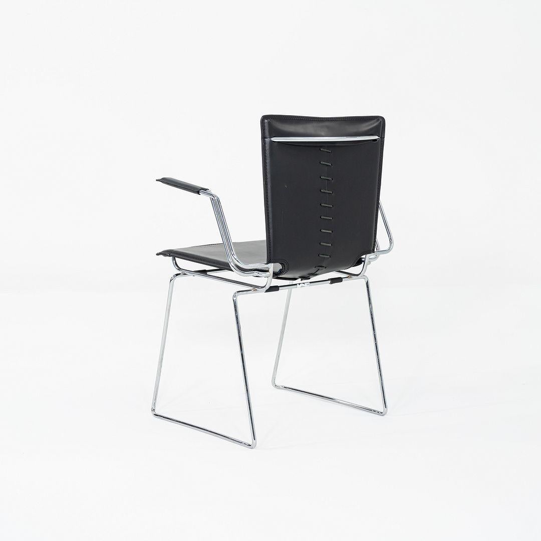 Paire de chaises à accoudoirs en cuir noir Hiroyuki Toyoda pour ICF, années 1980 en vente 2