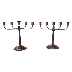1980s Pair of Iron Table Candle Holders