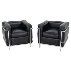 1980 Pareja de sillones LC2 Petit Modele Le Corbusier Jeanneret & Perriand