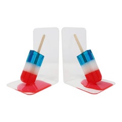 1980s Pair of Lucite Popsicle Bookends