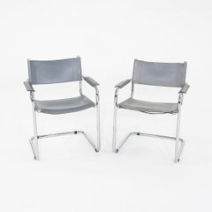 1980s Pair of Mart Stam MG5 Cantilever Armchairs in Grey Leather