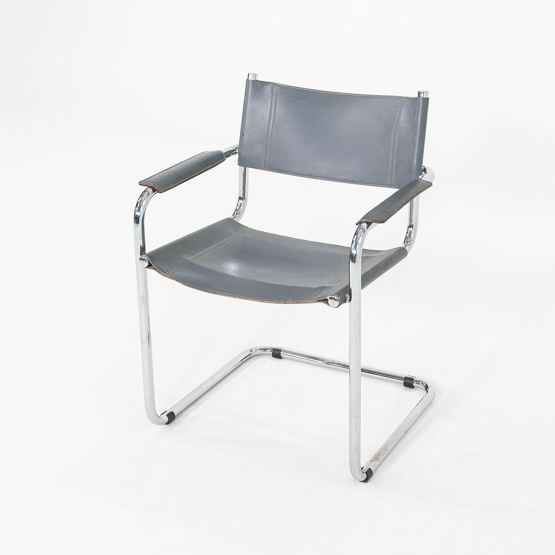 1980er Jahre Mart Stam MG5 Freischwinger-Sessel in grauem Leder im Angebot 2