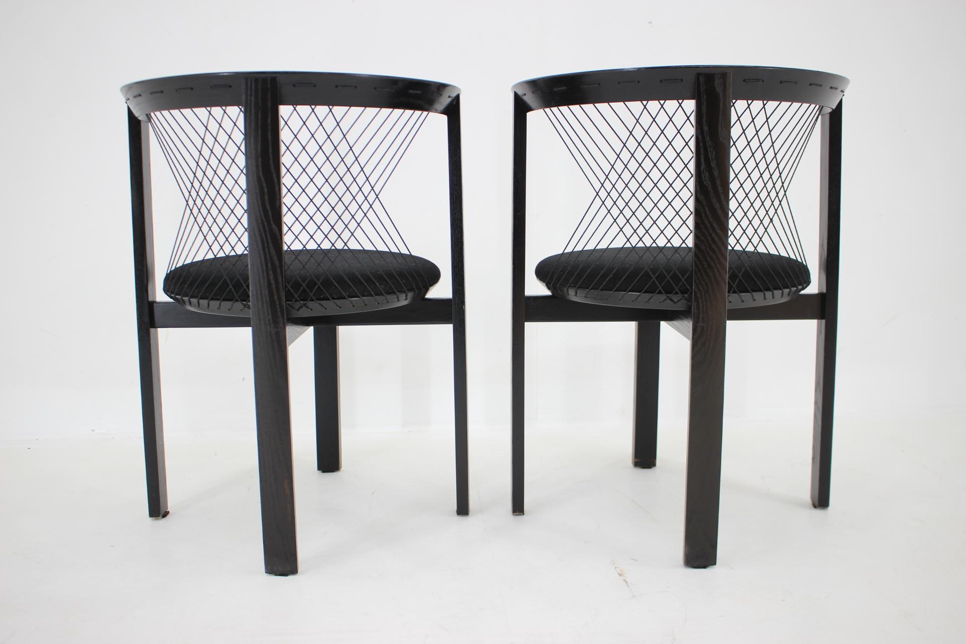 1980s Pair of Niels Jorgen Haugesen String Chairs for Tranekaer, Denmark For Sale 3