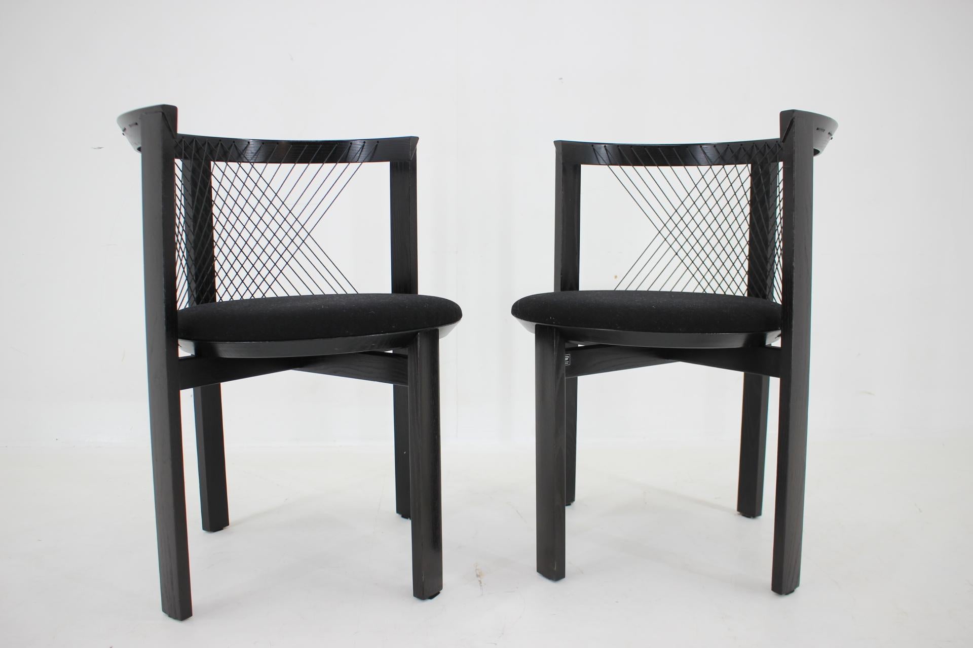 Danois Paire de chaises à cordes Niels Jorgen Haugesen pour Tranekaer, Danemark, années 1980 en vente