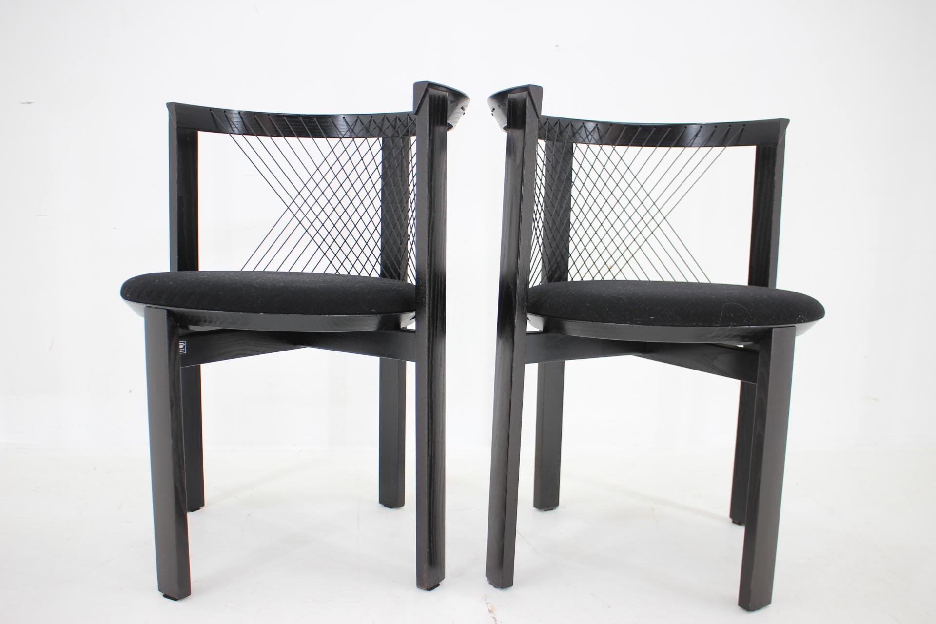 Wood 1980s Pair of Niels Jorgen Haugesen String Chairs for Tranekaer, Denmark For Sale