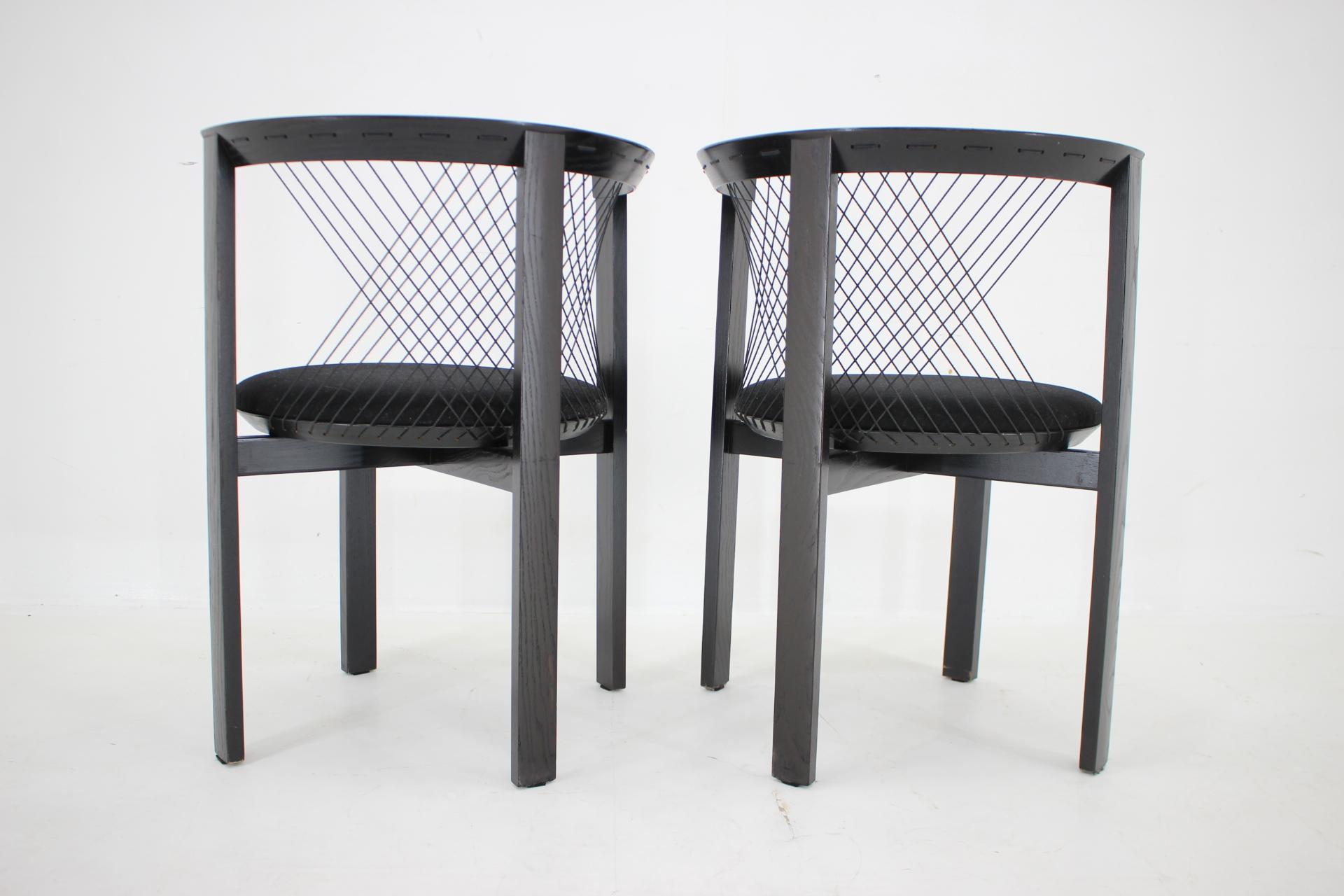 1980s Pair of Niels Jorgen Haugesen String Chairs for Tranekaer, Denmark For Sale 2