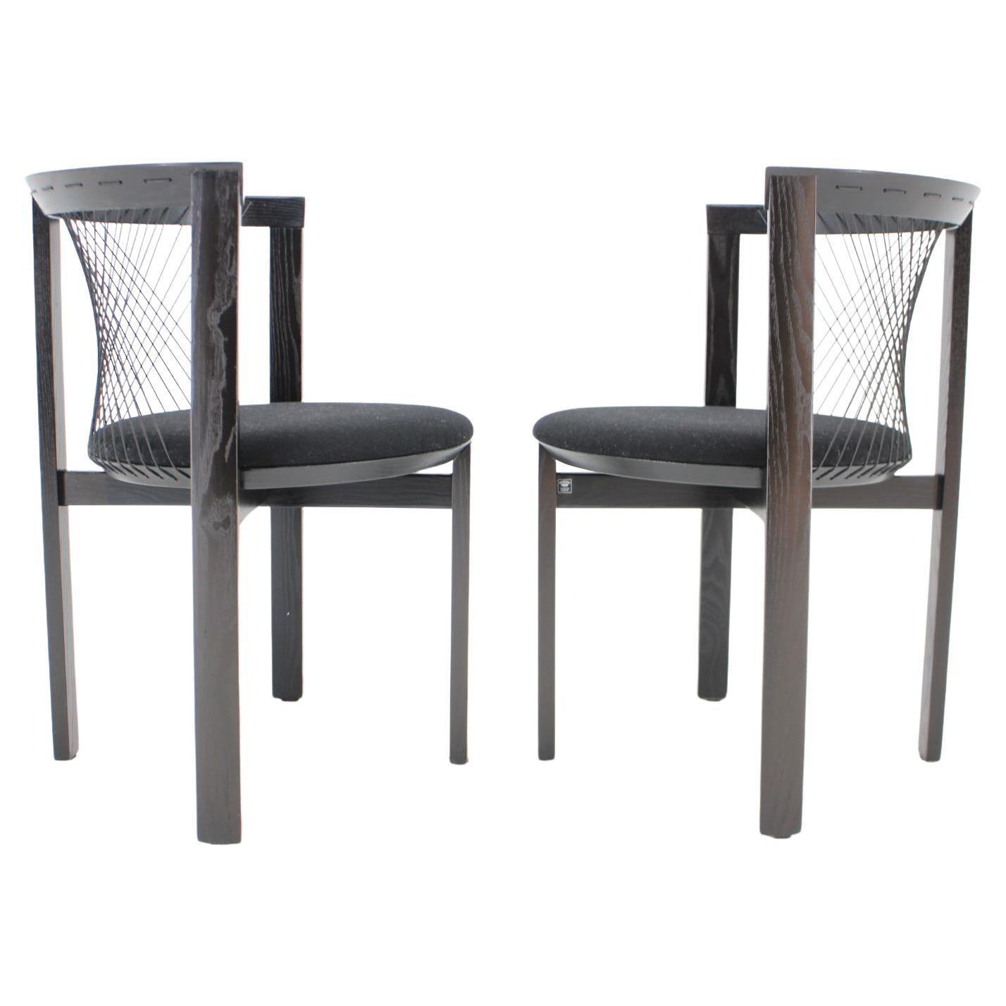 1980s Pair of Niels Jorgen Haugesen String Chairs for Tranekaer, Denmark For Sale