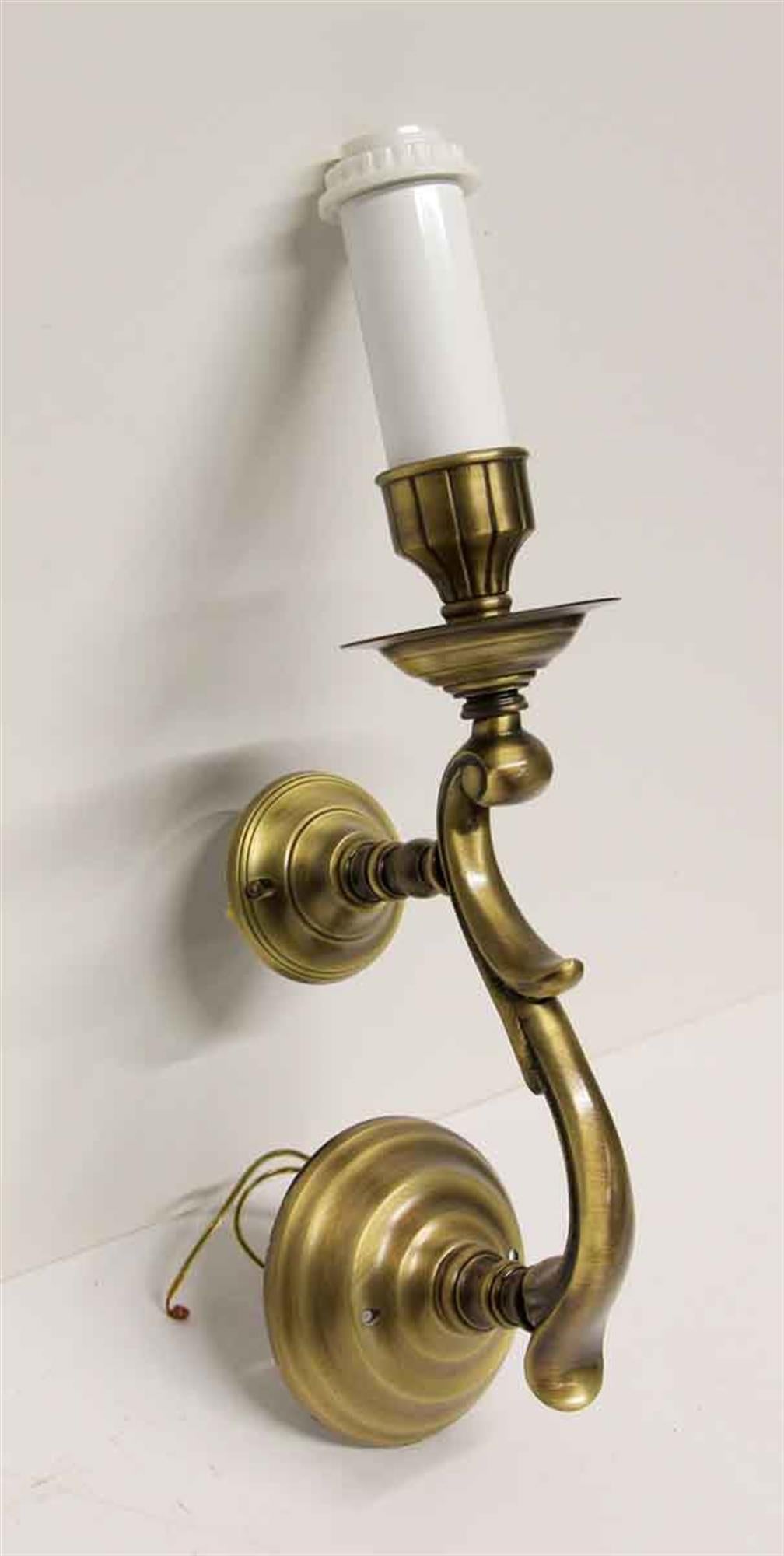 1980s Pair of NYC Waldorf Astoria Hotel Brass Sconces with Black Shades 2