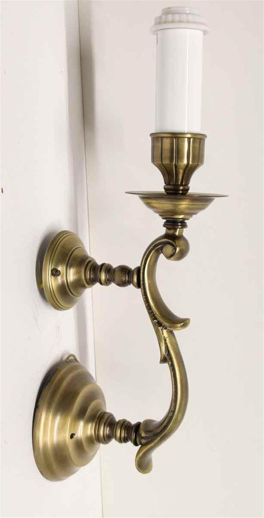1980s Pair of NYC Waldorf Astoria Hotel Brass Sconces with Black Shades 3