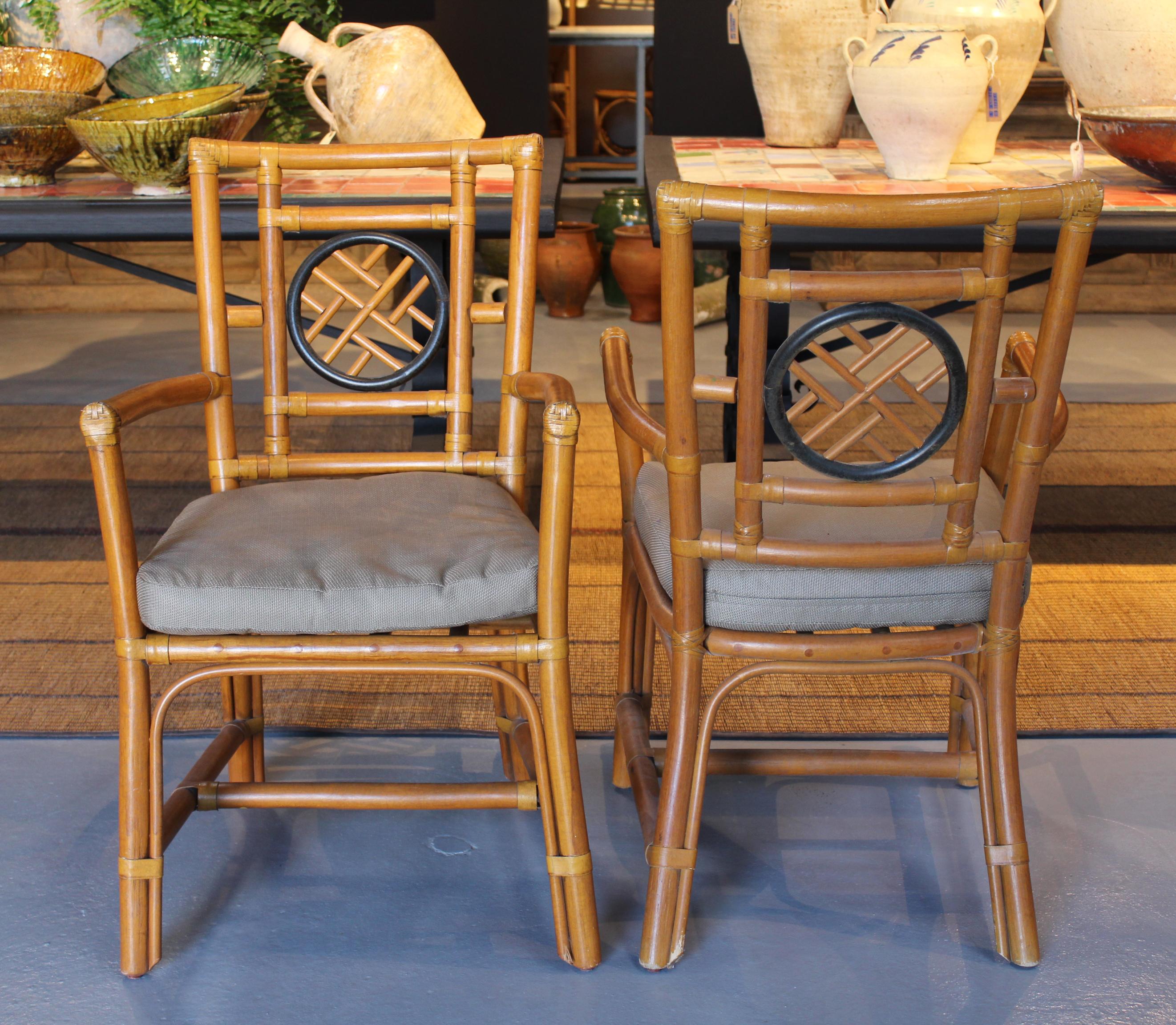 1980s Pair of Oriental Style Bamboo Chairs In Good Condition In Marbella, ES