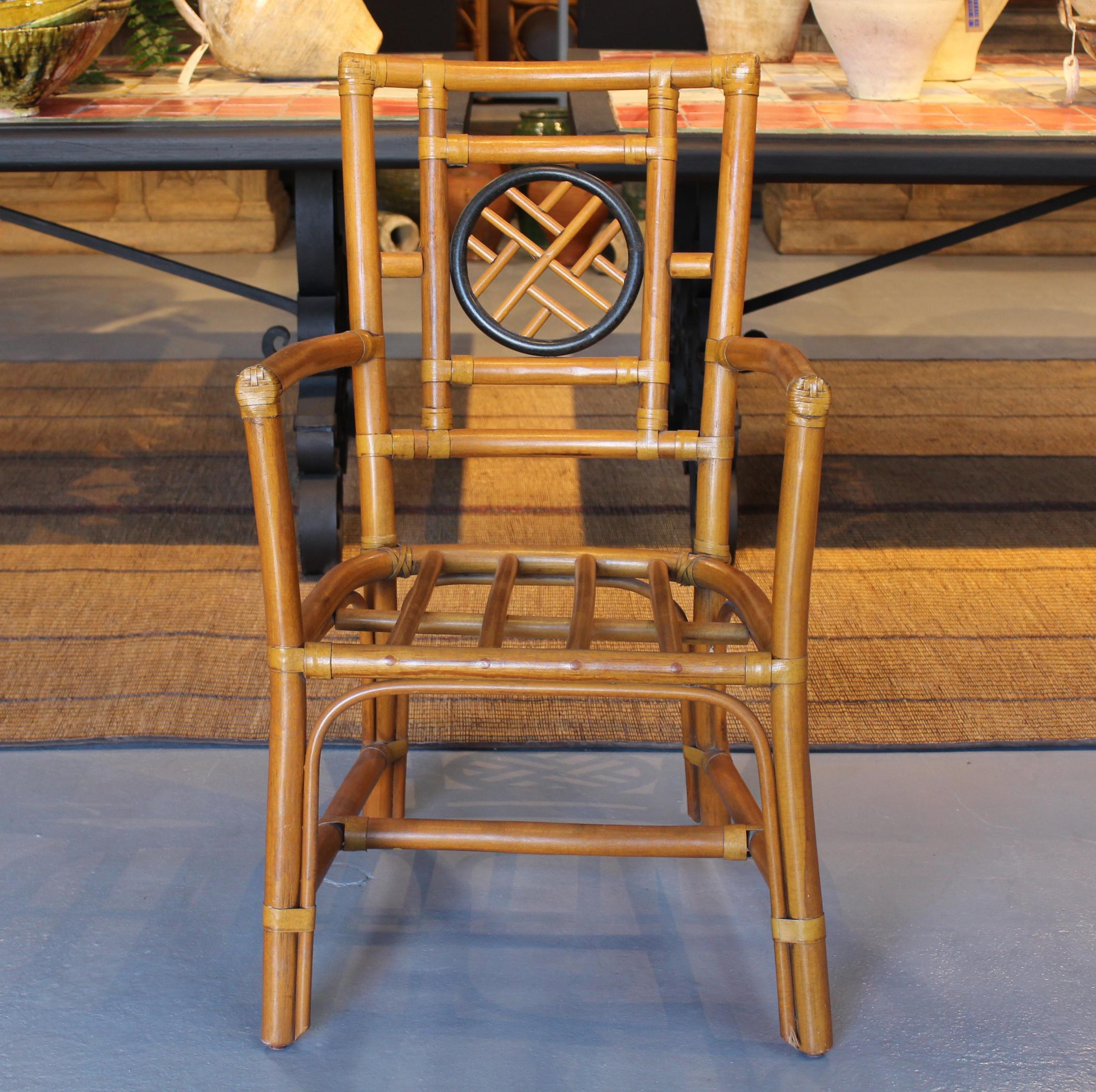 1980s Pair of Oriental Style Bamboo Chairs 3