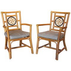 1980s Pair of Oriental Style Bamboo Chairs
