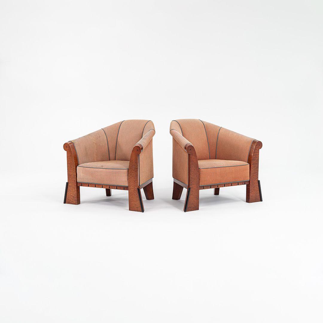 1980s Pair of Postmodern Lounge Chairs by Michael Graves w/ Maple Frames For Sale 3