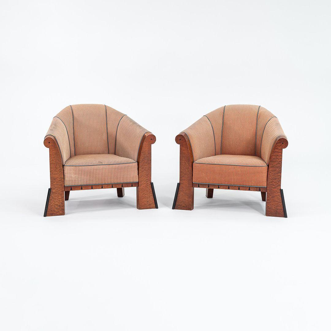 1980s Pair of Postmodern Lounge Chairs by Michael Graves w/ Maple Frames For Sale 5