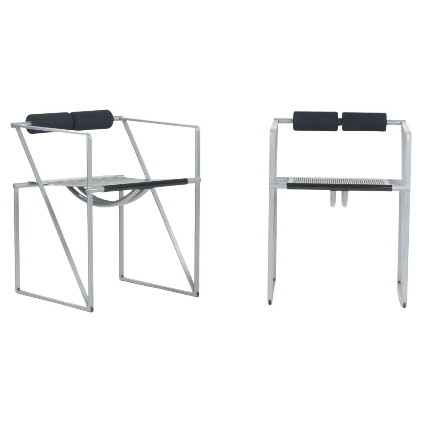 1980s Pair of Postmodern Mario Botta for Alias Seconda Chairs with Arms in Gray For Sale
