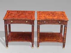 1980s Pair of Quality Walnut Inlaid Side Tables by Brights of Nettlebed