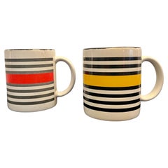 1980's Pair of Rare Ceramic Postmodern Japanese Mugs