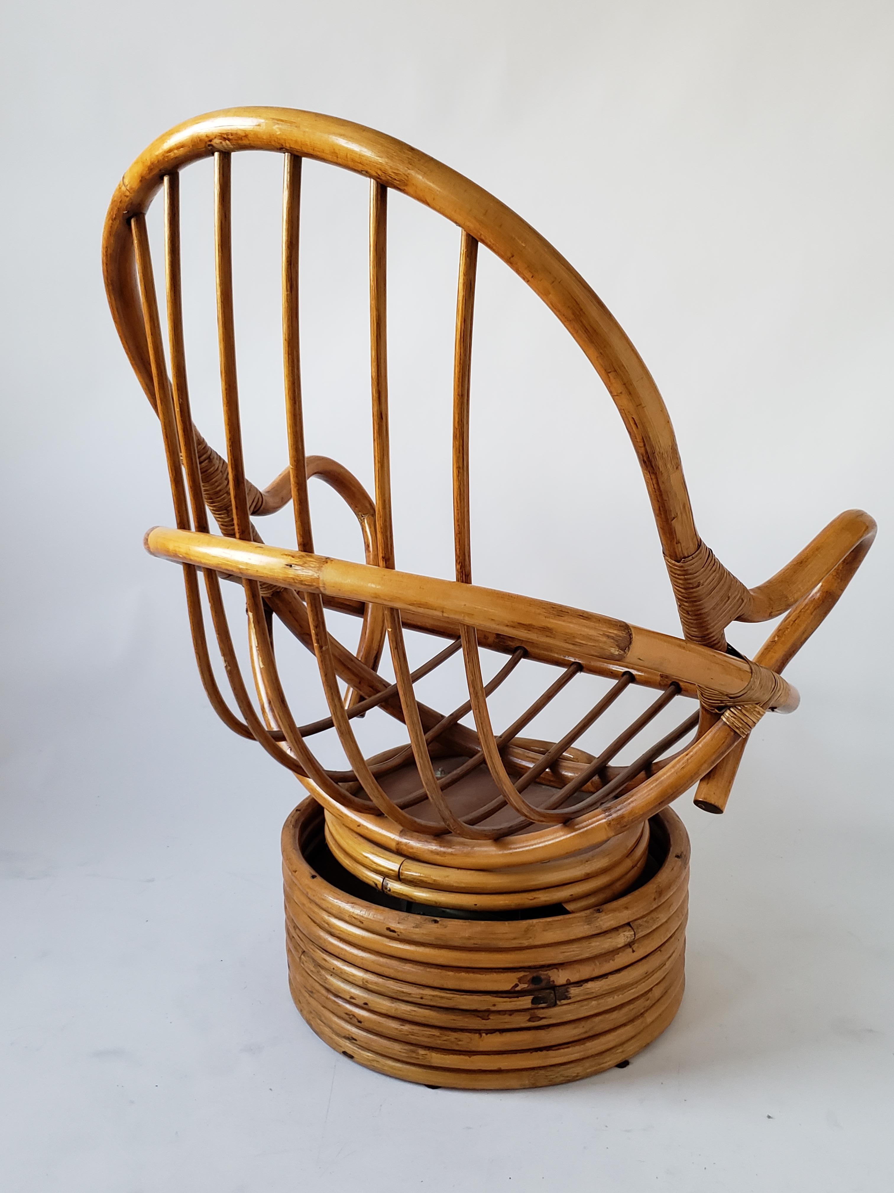 1980s Pair of Rattan Rocking and Swivel Lounge Chair , USA 8