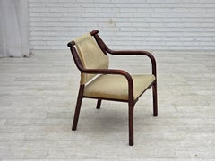 1980er Jahre, zwei skandinavische Sessel, Möbelvelours, Bambus.