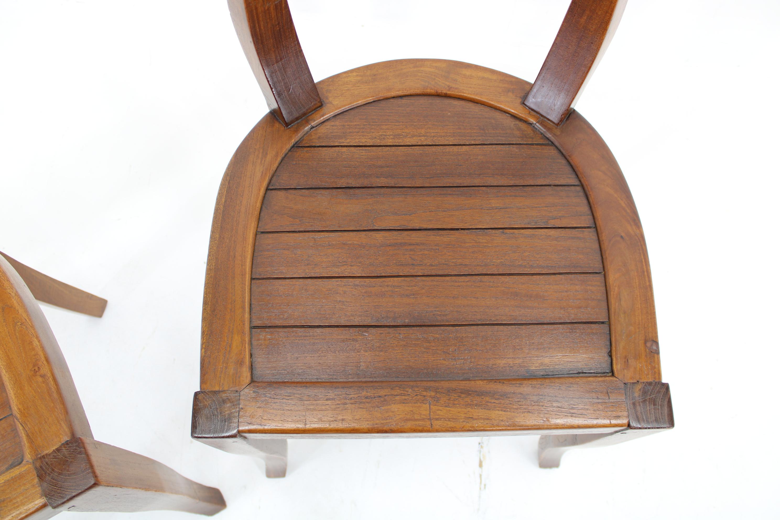  1980s Pair of Solid Teak Chairs, India  For Sale 6