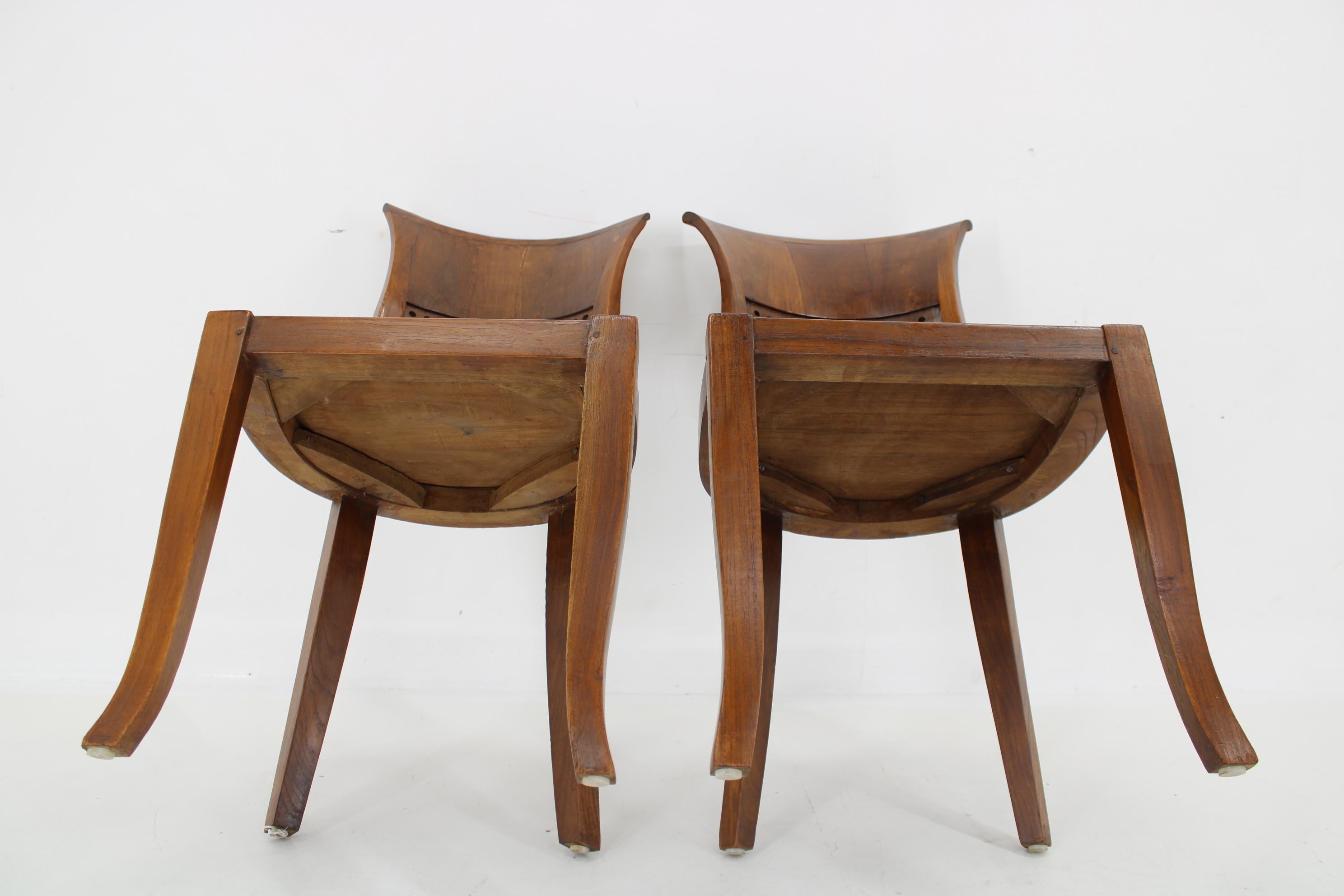  1980s Pair of Solid Teak Chairs, India  For Sale 7