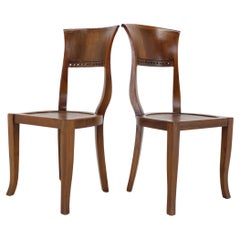 Vintage  1980s Pair of Solid Teak Chairs, India 