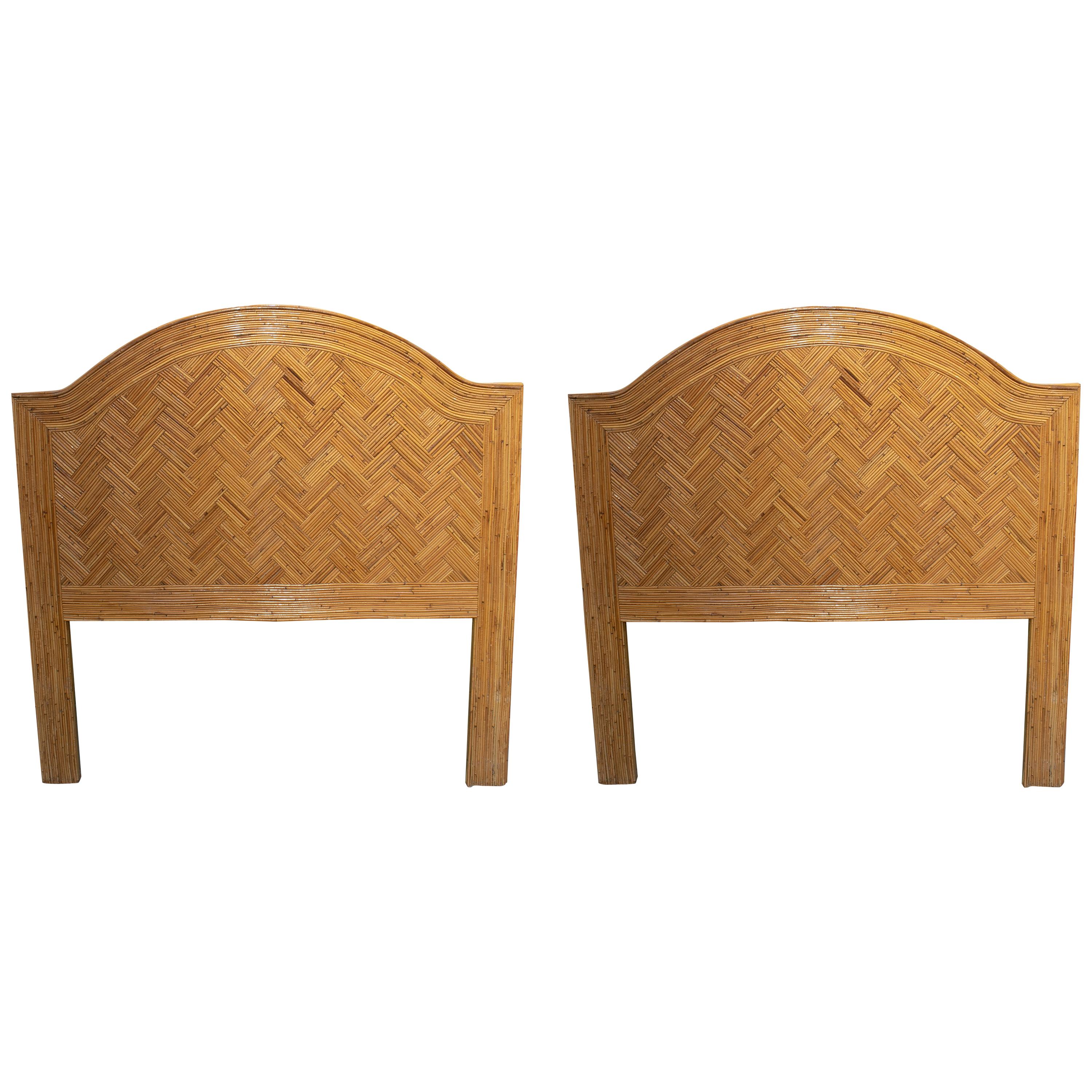 1980s Pair of Spanish Bamboo Bed Heads