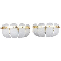 1980s, Pair of Spanish Glass and Metal Wall Lamps