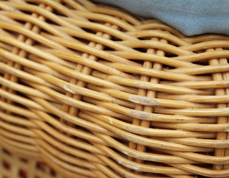 1980s Pair of Spanish Handcrafted Rattan and Wicker Puffs at 1stDibs