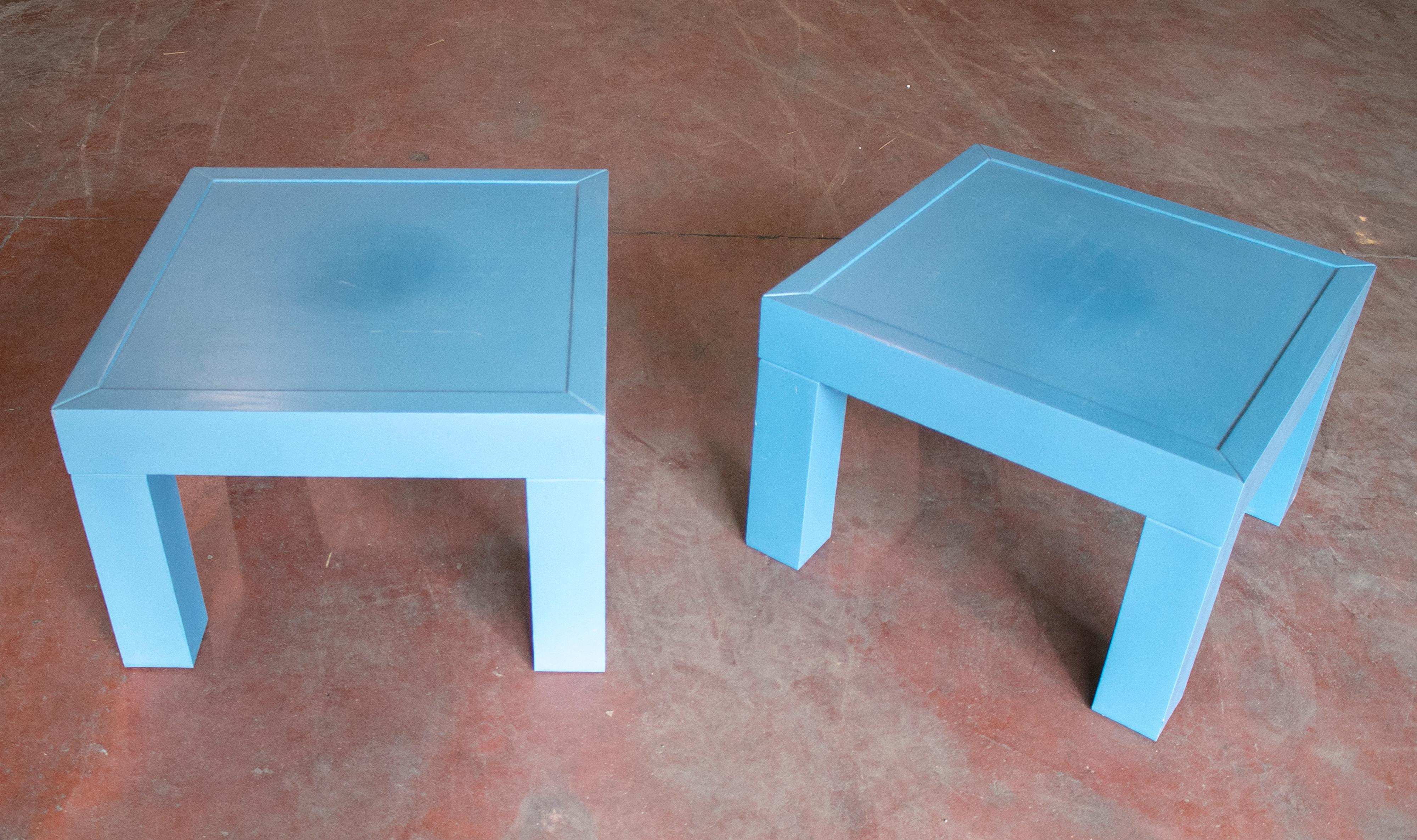 1980s pair of Spanish lacquered wooden side tables.