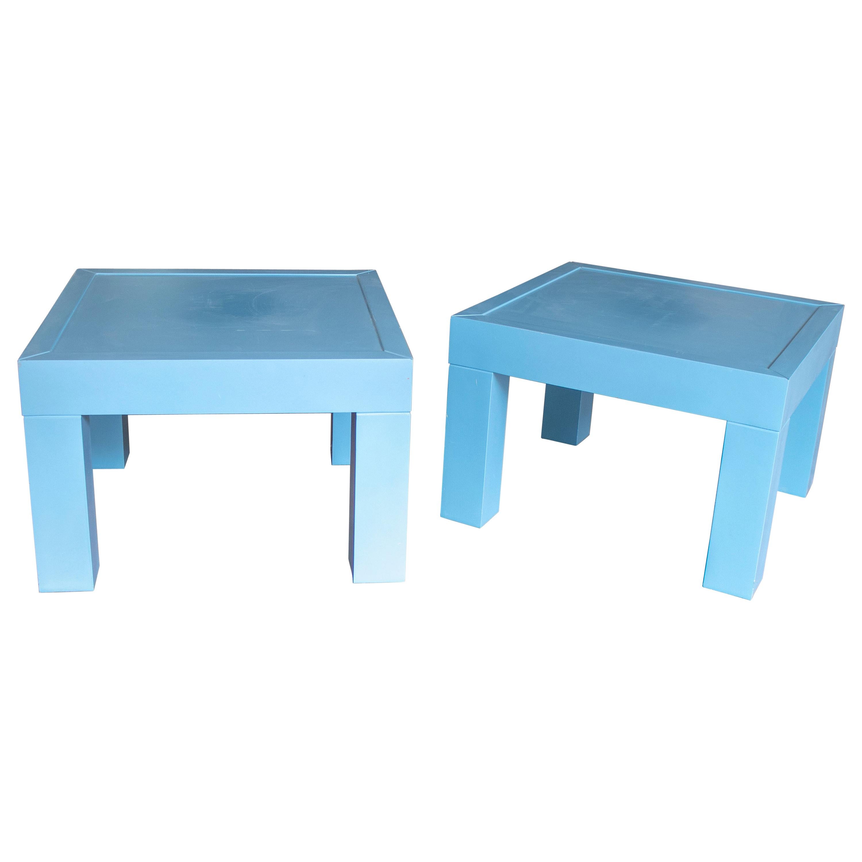 1980s Pair of Spanish Lacquered Wooden Side Tables