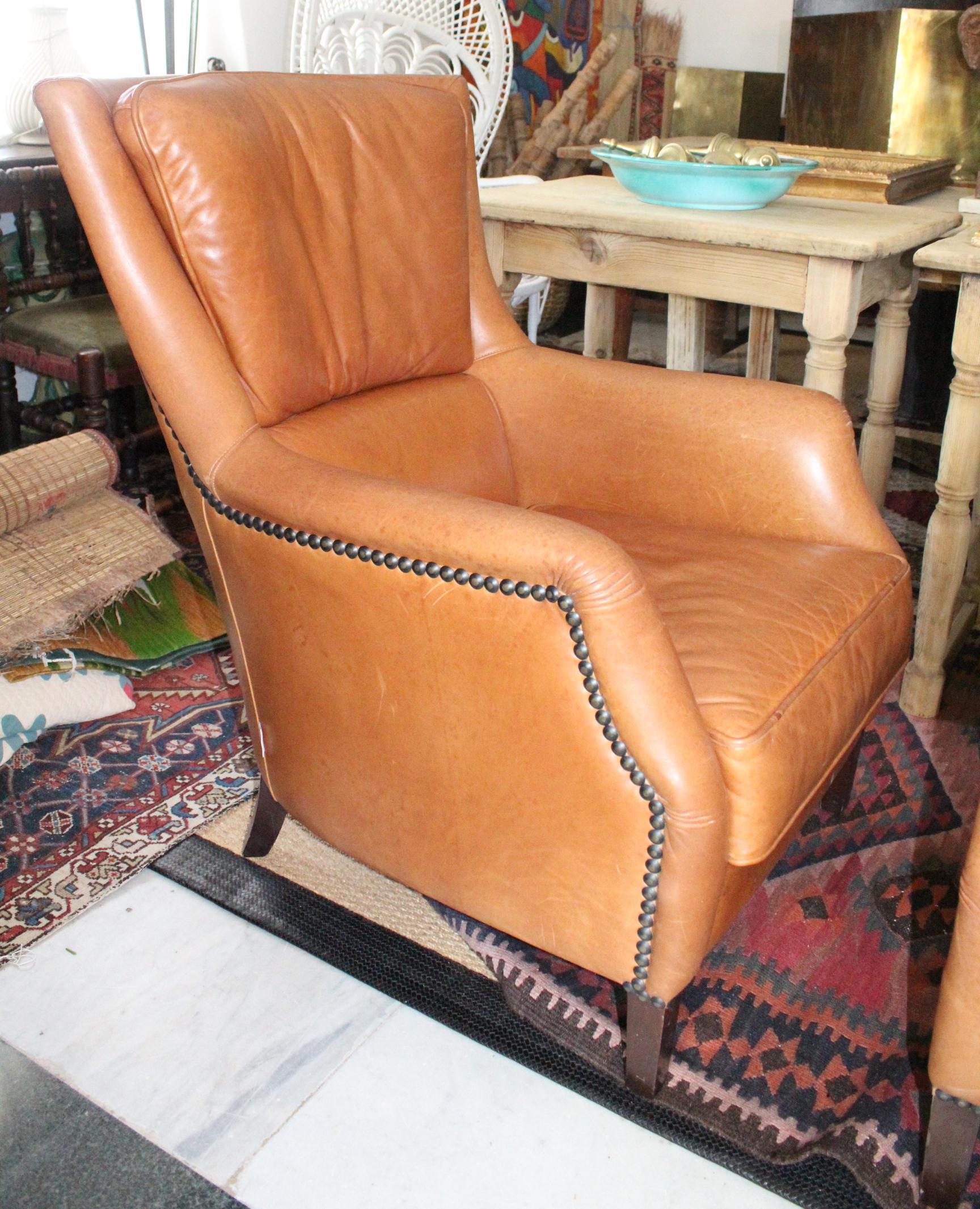 20th Century 1980s Pair of Spanish Leather Armchairs For Sale