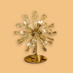 1980s Sputnik Table Lamps Clear Blown Glass Chromed Frame Murano Italy