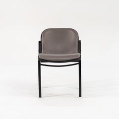 1980s Pair of Thonet Leather Side Chairs in Grey