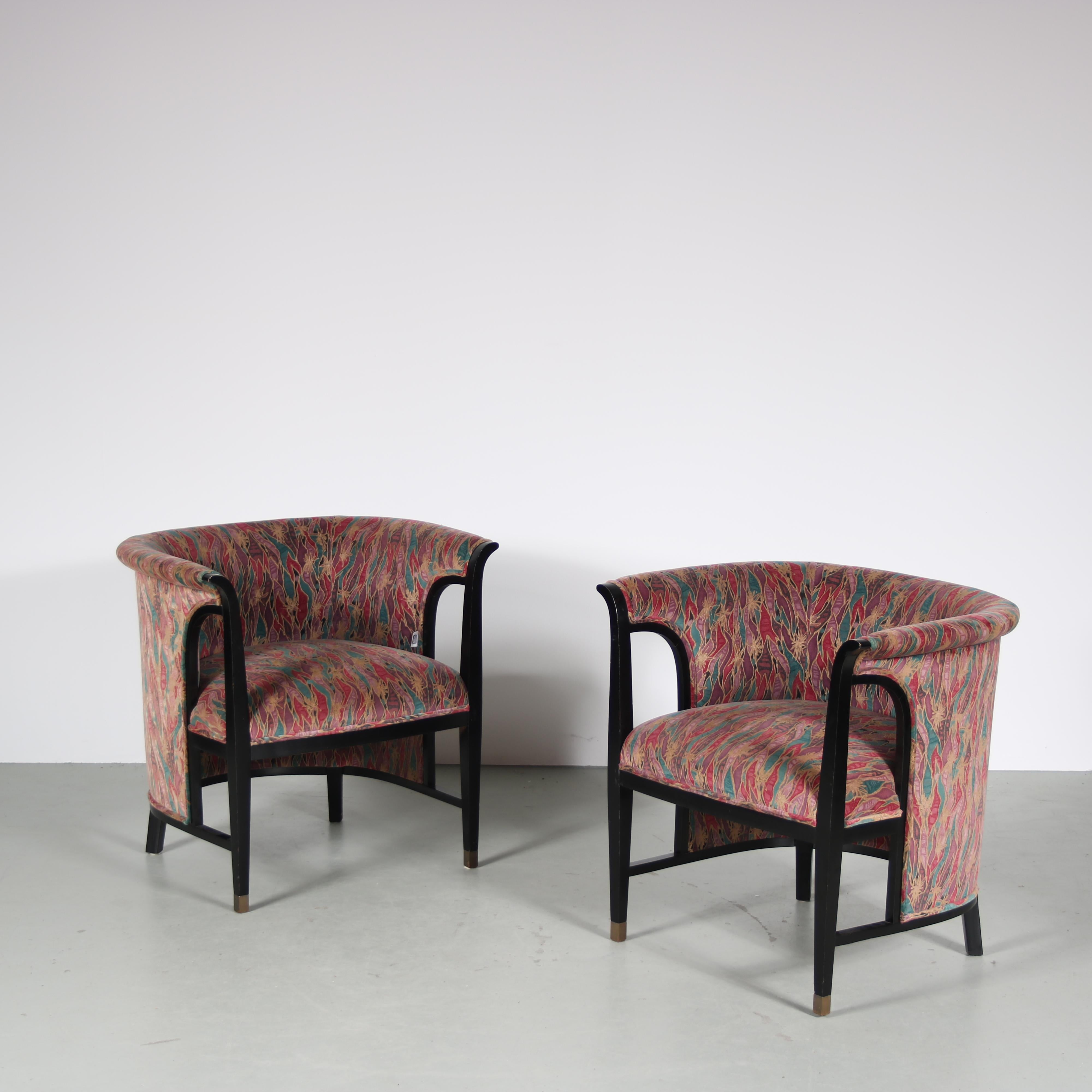 Italian 1980s Pair of unique armchairs by Selva, Italy