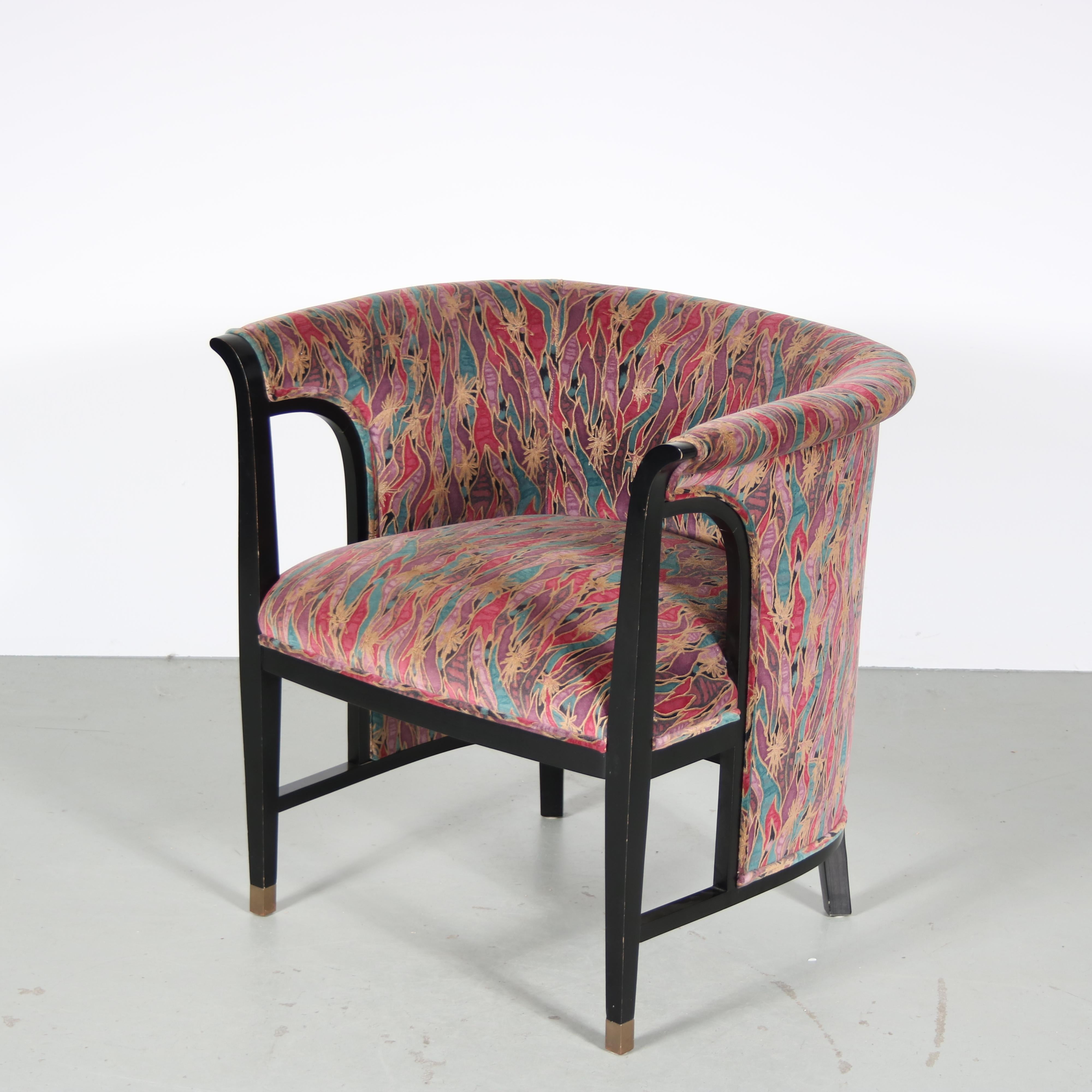Fabric 1980s Pair of unique armchairs by Selva, Italy