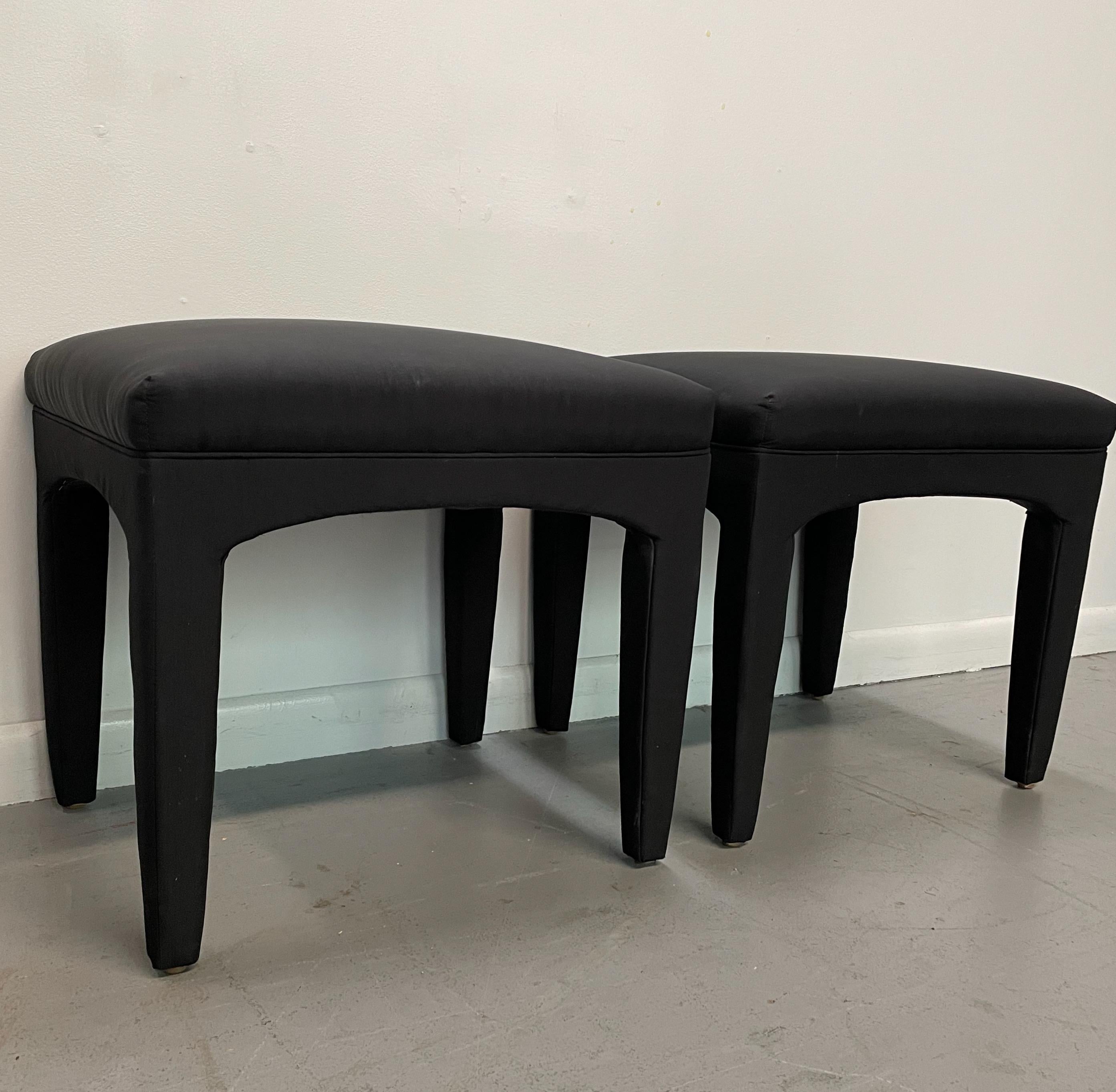 Post-Modern 1980s Pair of Upholstered Stools in the Manner of Karl Springer Post Modern