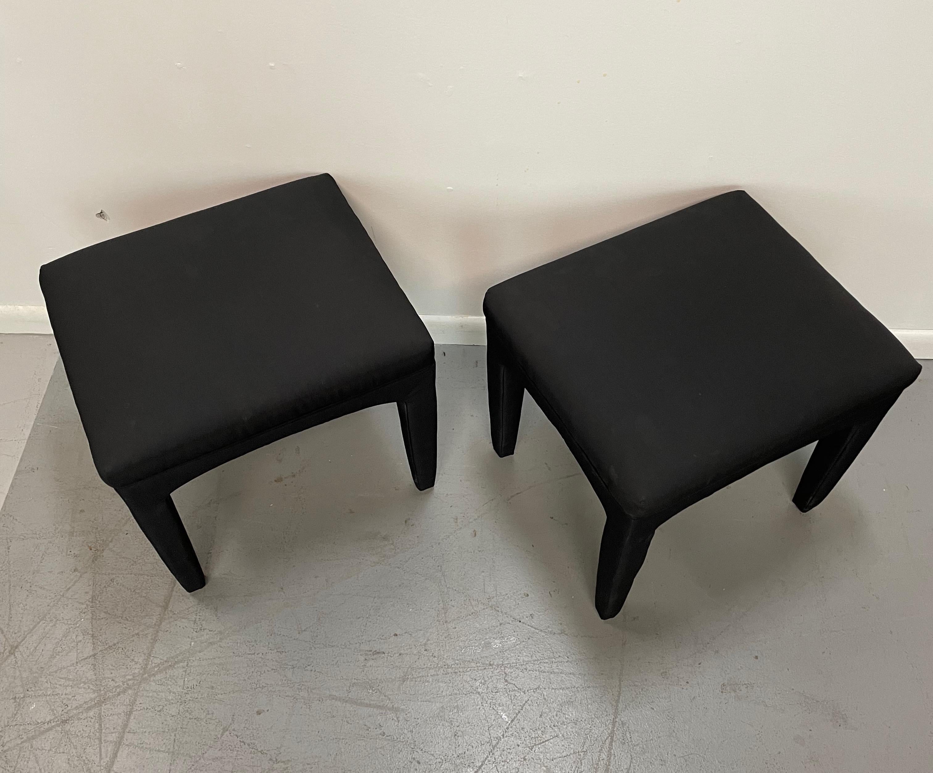 Upholstery 1980s Pair of Upholstered Stools in the Manner of Karl Springer Post Modern
