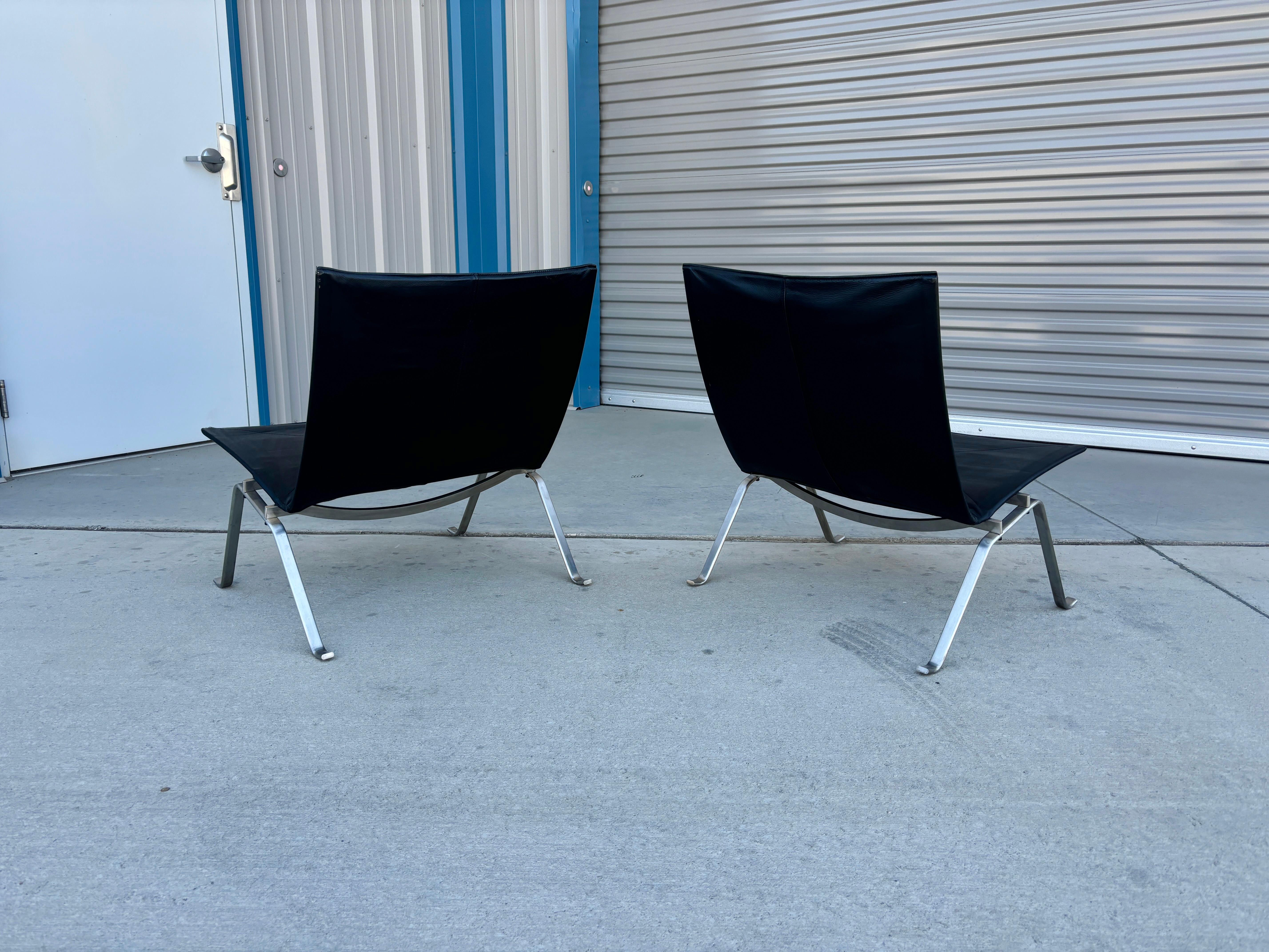 Coppia di sedie da salotto Pk22 vintage degli anni '80 in stile Poul Kjaerholm In condizioni buone in vendita a North Hollywood, CA