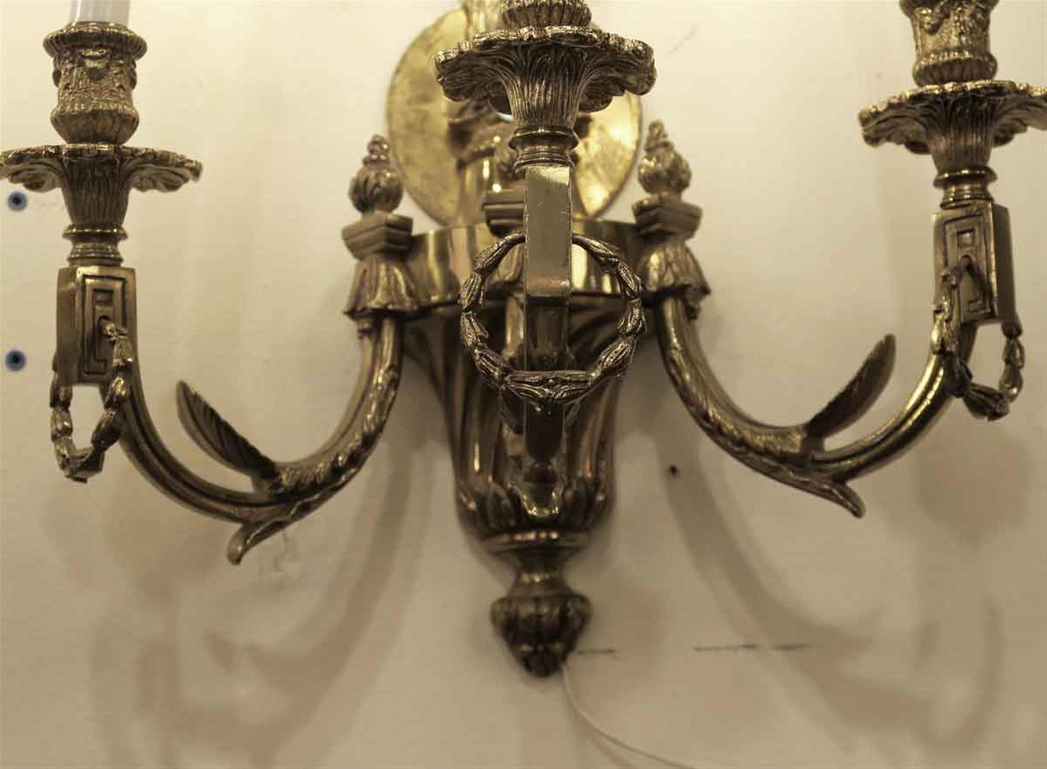 1980s Pair of Waldorf Astoria Heavy Bronze Sconces from the Conrad Suite Foyer In Good Condition In New York, NY