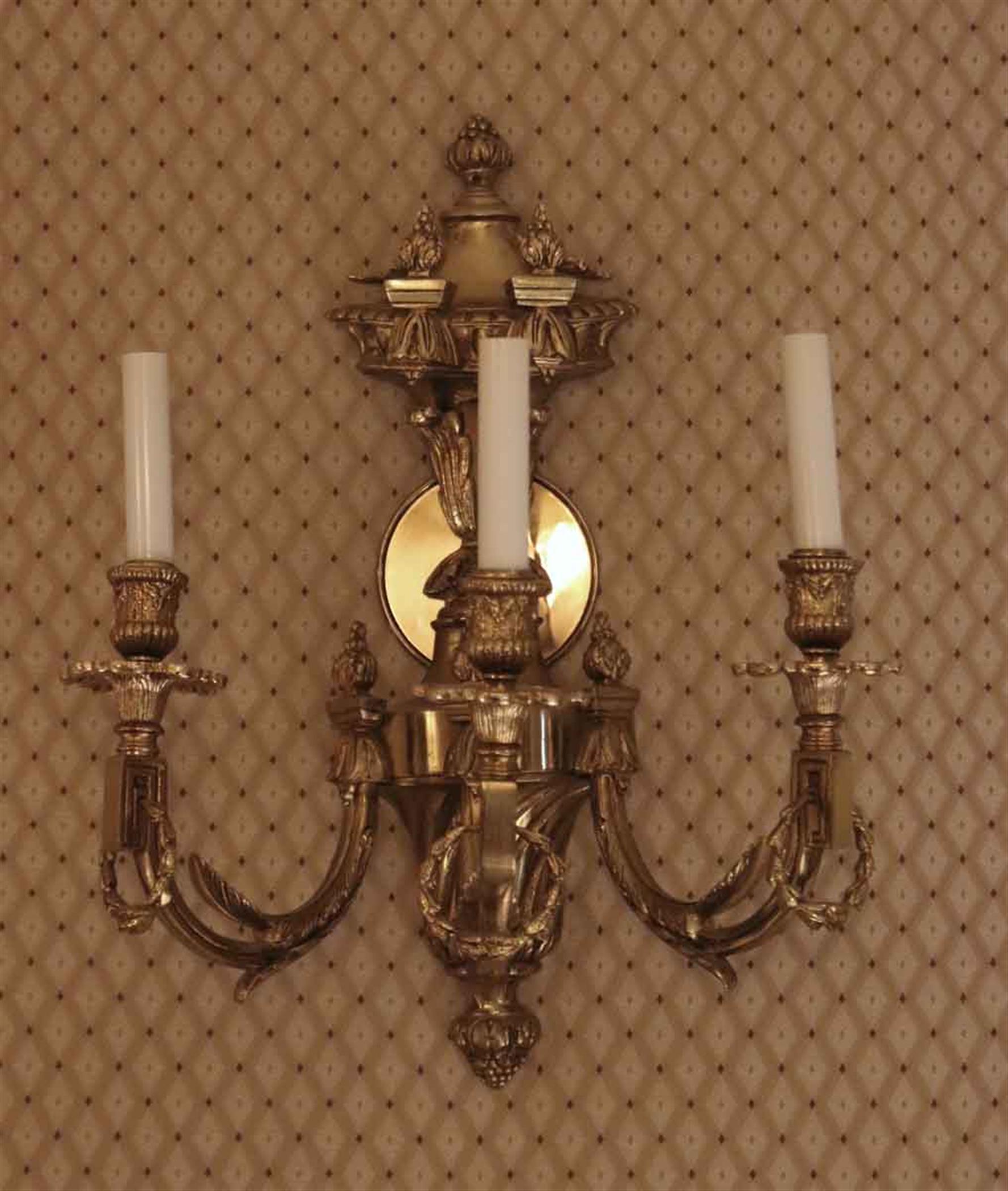 1980s Pair of Waldorf Astoria Heavy Bronze Sconces from the Conrad Suite Foyer 3