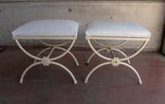 1980s Pair of White Painted Iron Armchairs