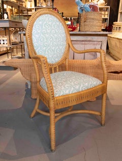 1980s Pair of Wicker Armchairs with Oval Backrest, Classic Style