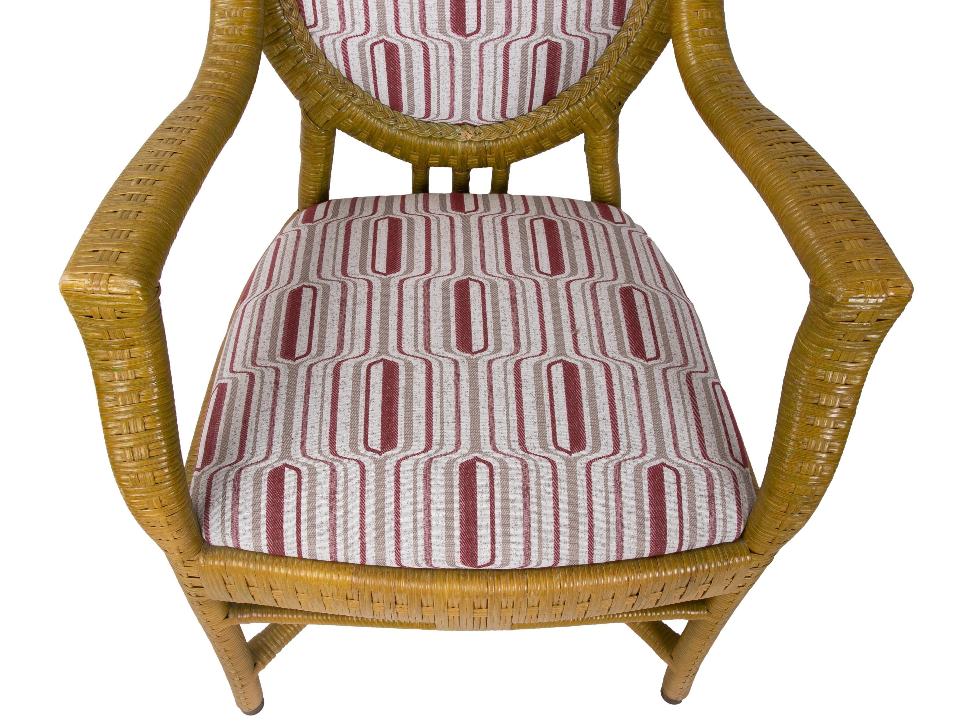 1980s Pair of Wicker Upholstered Armchairs 8