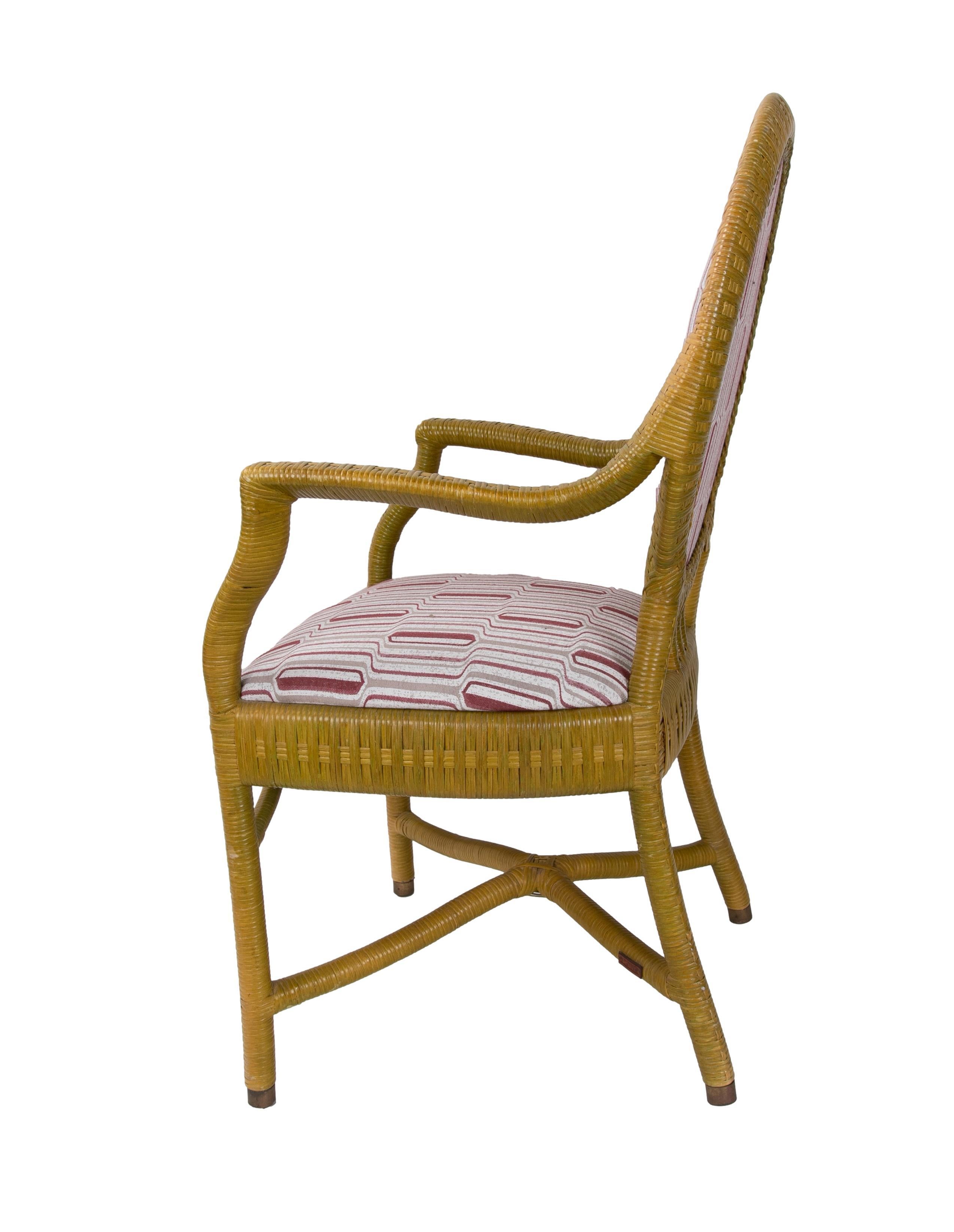 1980er Jahre Paar gepolsterte Korbweide-Sessel (20. Jahrhundert)